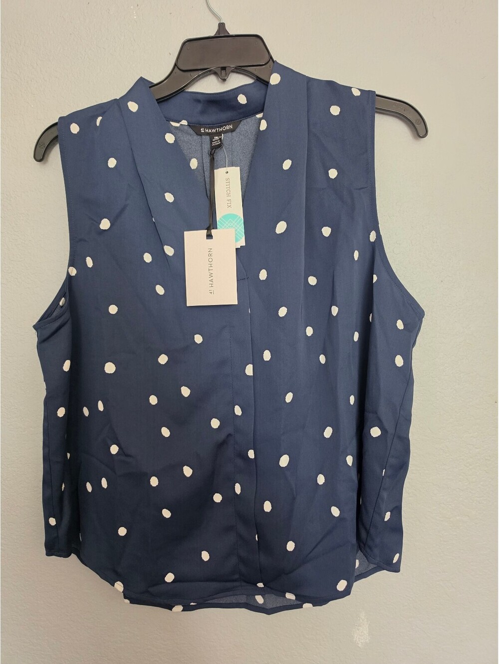 41 Hawthorn Navy Blue Polka Dot Sleeveless Blouse XXL Petite